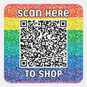 Adesivo Quadrado Varredura do código QR do arco-íris Classic Square