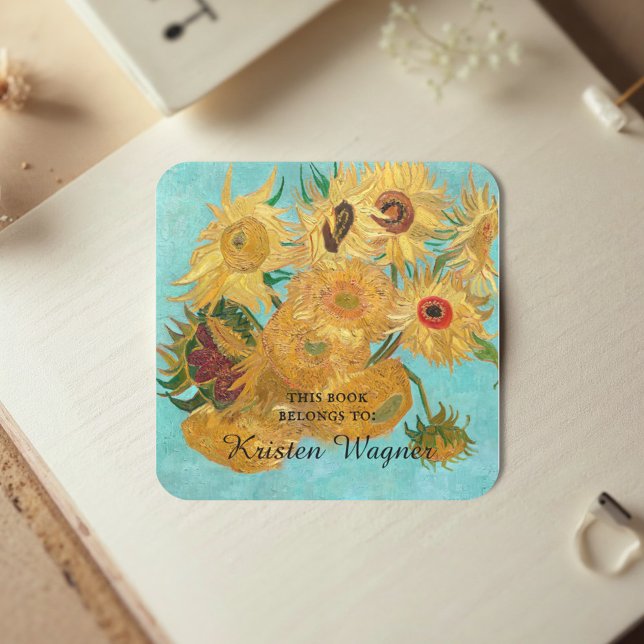 Adesivo Quadrado Vase com doze girassóis por Vincent Van Gogh (Criador carregado)