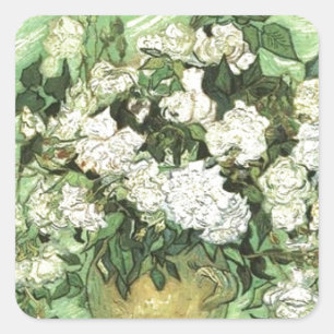 Adesivo Quadrado Vase com Rosas - Van Gogh