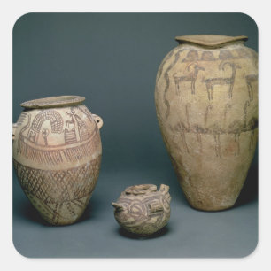 Adesivo Quadrado Vaso decorado com vários frisos dos animais e