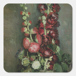 Adesivo Quadrado Vaso dos Hollyhocks, 1886 de Vincent van Gogh