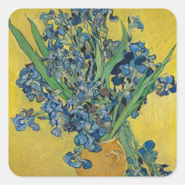Adesivo Quadrado Vaso Van Gogh com Íris Classic Impressionismo (Frente)
