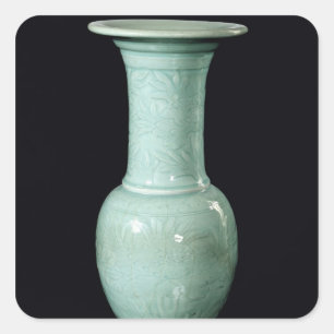 Adesivo Quadrado Vaso vitrificado Celadon, dinastia de Yuan