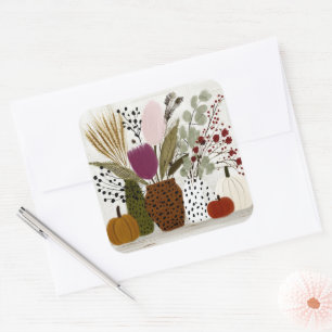 Adesivo Quadrado Vasos com manchas de leopardo de ameixa e azeitona