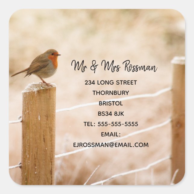 Adesivo Quadrado Vassoura de Natal Mudança de vinheta de endereço (Frente)