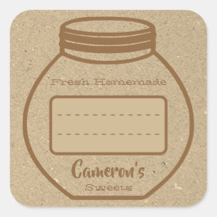 Adesivo Quadrado Vazio Caixa de Texto Kraft Papel Brown Jam Labs