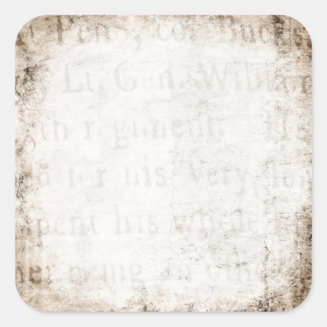 Adesivo Quadrado Vazio de papel emperrado de texto castanho do Vint (Frente)