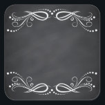 Adesivo Quadrado Vazio Faux Chalkboard Floral Swirl Personalizar<br><div class="desc">Um quadro-negro ou quadro-negro de vazio limpo para personalizar o texto para cada ocasião.</div>