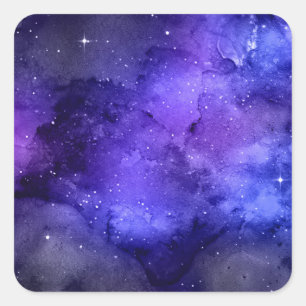 Adesivo Quadrado Vazio Modelo DIY Texto, Céu Noturno e Estrelas W/