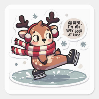Adesivo Quadrado Vedante de inverno - Patinação Adorável