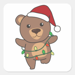 Adesivo Quadrado Vedante de Urso de Natal