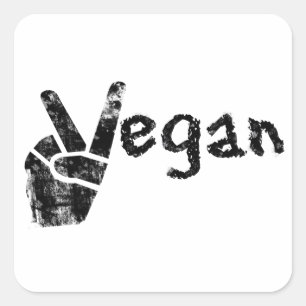 Adesivo Quadrado Vegan com símbolo de paz