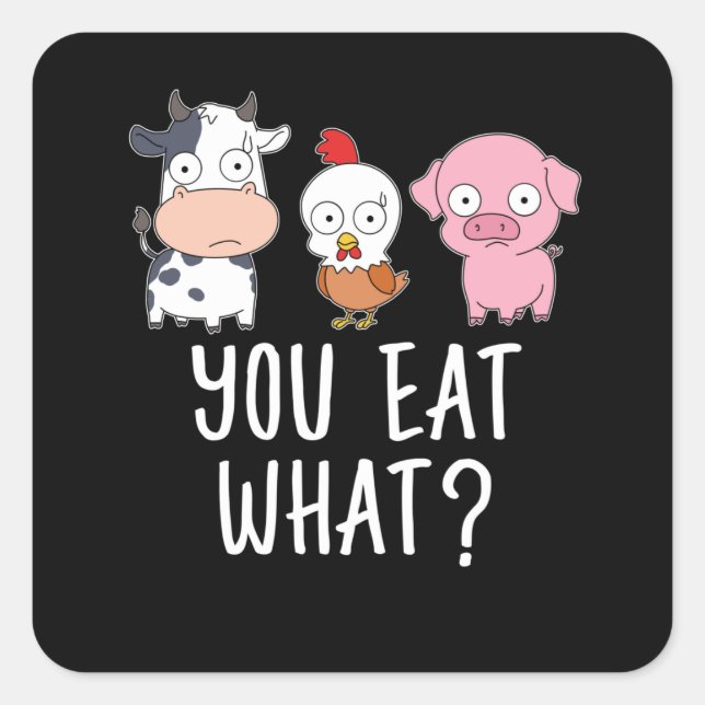 Adesivo Quadrado Vegan Gift Vegetarian Gift Plant Funny Vegan (Frente)