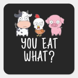 Adesivo Quadrado Vegan Gift Vegetarian Gift Plant Funny Vegan