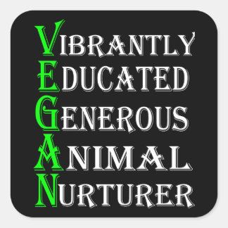 Adesivo Quadrado Vegan Sticker For Amantes de os animais, Vegan