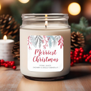 Adesivo Quadrado Vegetação de Inverno Vermelho Script Natal Mais Al