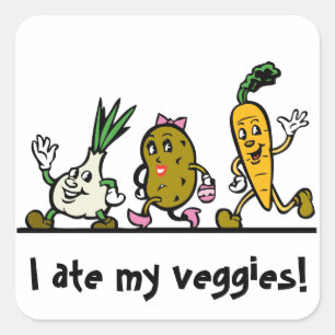 Adesivo Quadrado Vegetais / Veggie Ate My Veggggs Reward Sticker