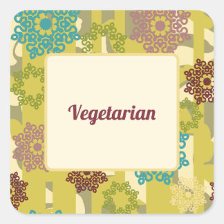 Adesivo Quadrado Vegetarian Urban Floral Dietary Needs