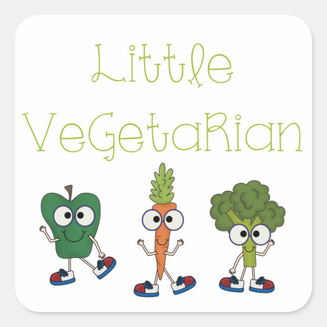 Adesivo Quadrado Vegetariano pequeno (Frente)