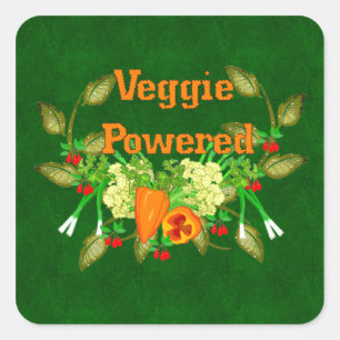 Adesivo Quadrado Veggie Powered