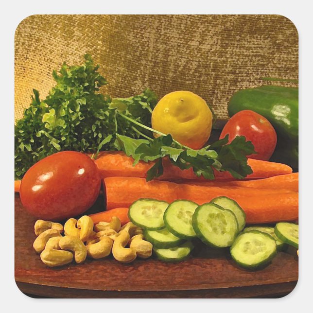 Adesivo Quadrado Veggie Salad Plate (Frente)