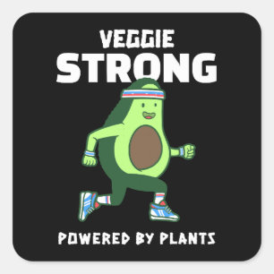 Adesivo Quadrado Veggie Strong, Alimentado por plantas
