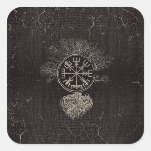Adesivo Quadrado Vegvisir e árvore de vida - Yggdrasil