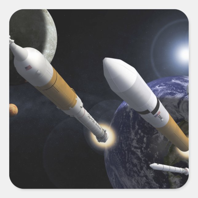 Adesivo Quadrado Veículo de Lançamento da Tripulação Ares I (Frente)