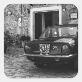 Adesivo Quadrado Veículo Vintage FIAT em Itália, em monocromo