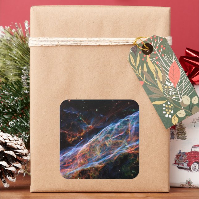 Adesivo Quadrado Veil Nebula Supernova Mantém Telescópio Hubble (Feriado)