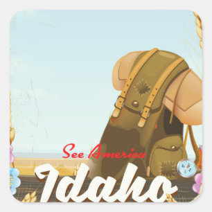 Adesivo Quadrado Veja a América - Poster de viagem de mochila pelo