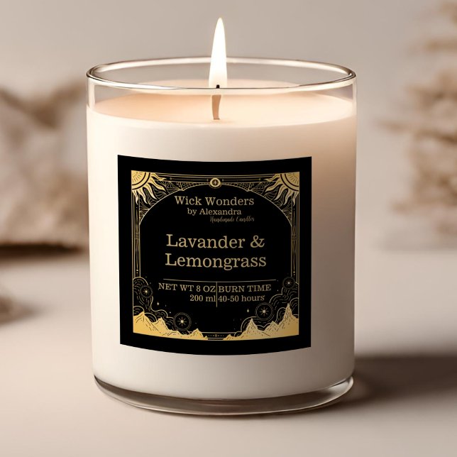 Adesivo Quadrado Vela Celestial Preta e Dourada (Criador carregado)