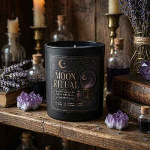 Adesivo Quadrado Vela de Halloween Ritual da Lua de Luxo Celestial