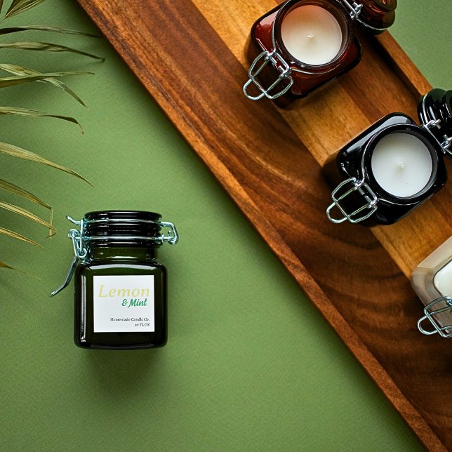 Adesivo Quadrado Vela de Limão e Hortelã Simples Moderna (Modern Lemon &Mint Candle Square Stickers)