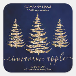 Adesivo Quadrado Vela de Natal do Pinheiro Dourado do Marinho Moder