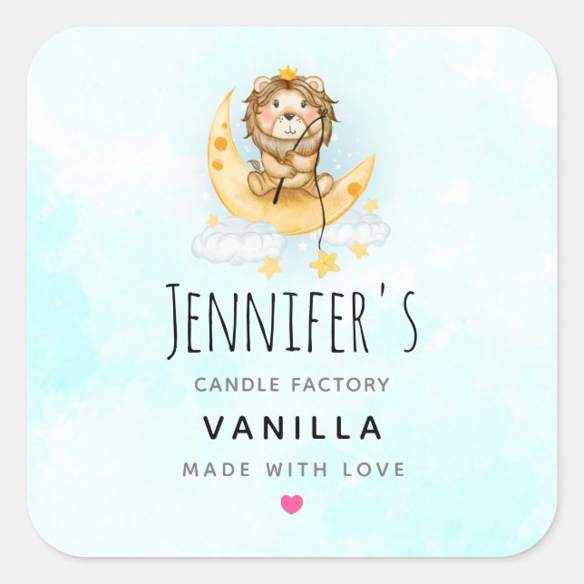 Adesivo Quadrado Vela De Sabão De Aquarela De Pesca De Leão De Cuta (Frente)