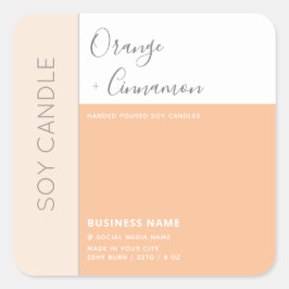 Adesivo Quadrado Vela de soja de tipografia de bloco de cor elegant