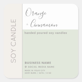 Adesivo Quadrado Vela de soja simples e elegante para blocos de cor