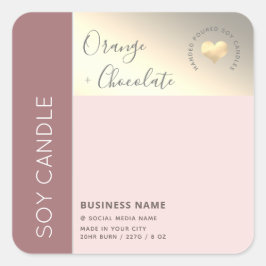 Adesivo Quadrado Vela de soja simples e elegante para blocos de cor