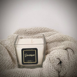 Adesivo Quadrado Vela minimalista de escrita em ouro negro de luxo