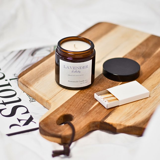 Adesivo Quadrado Vela Simples de Cantiga de Embalar Lavanda Moderna (Simple Modern Lavender Name Candle Square Sticker)