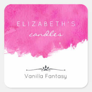 Adesivo Quadrado Vela Splatter de Pintor de Aquarela Rosa