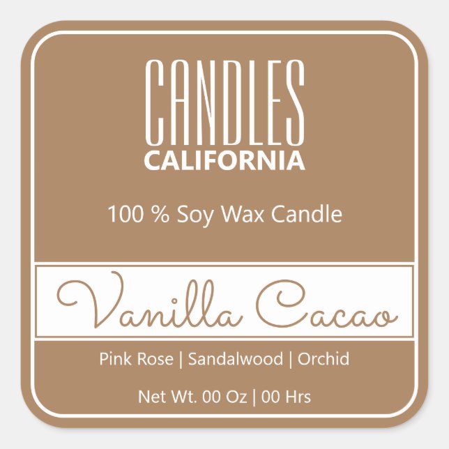 Adesivo Quadrado Velas castanhas claras simples de borda quadrada m (Frente)