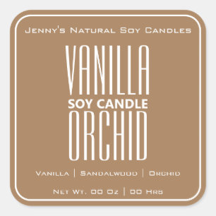Adesivo Quadrado Velas castanhas claras simples de borda quadrada m
