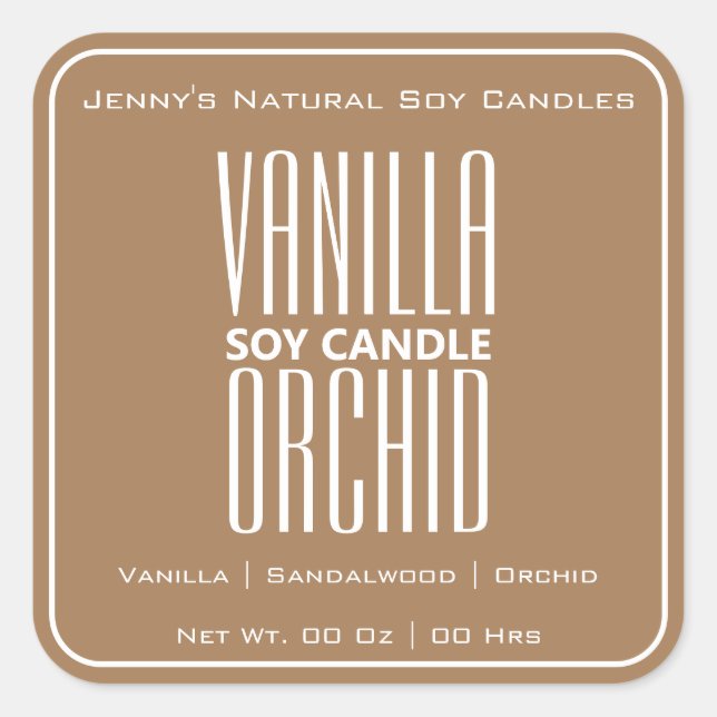 Adesivo Quadrado Velas castanhas claras simples de borda quadrada m (Frente)