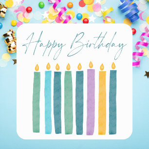 Adesivo Quadrado Velas Coloridas Clássicas Modernas de Aniversário