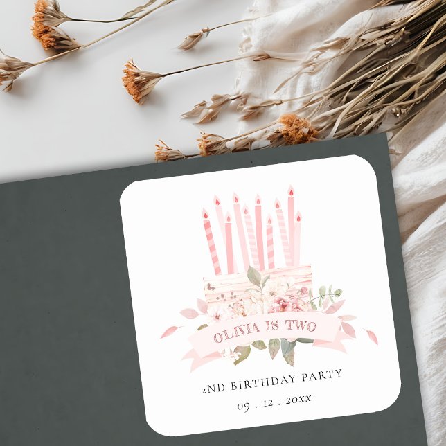 Adesivo Quadrado Velas De Bolo Floral Suave A Qualquer Idade Aniver (Criador carregado)