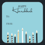 Adesivo Quadrado Velas de Feriado Moderno Feliz Hanukkah<br><div class="desc">Personalize o texto personalizado acima. Você pode encontrar itens de coordenação adicionais na nossa coleção "Modern Happy Hanukkah Candles".</div>