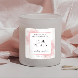 Adesivo Quadrado Velas de Letra com Script de Aquarela Rosa Feminin