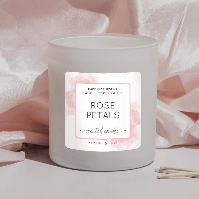 Adesivo Quadrado Velas de Letra com Script de Aquarela Rosa Feminin (Criador carregado)